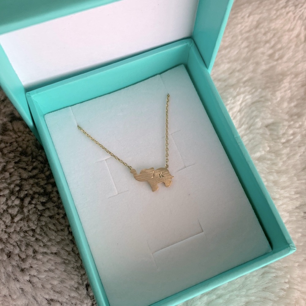 Vintage Find- Elephant Necklace with K Engraving